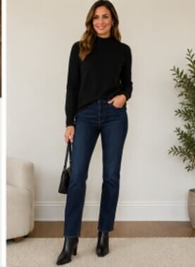 Adrienne Vittadini 100% 2-Ply Cashmere Mock Neck Sweater Black Medium
